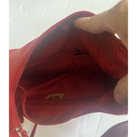 Vintage ILI New York Toronto Red Genuine Leather Tote Shoulder Bag Handbag - Picture 7 of 11